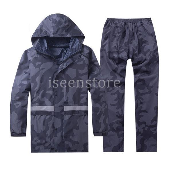 レインウェア メンズ 上下セット 迷彩柄 カッパ 雨合羽 雨具 バイク 自転車 レインスーツ 通勤 ...