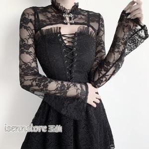 ゴシック コルセット ロング スカート (黒) アシンメトリー ハイ