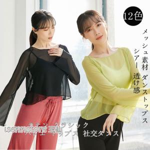 シアーシャツ 透け トップス 長袖 レッスン着 ...の商品画像