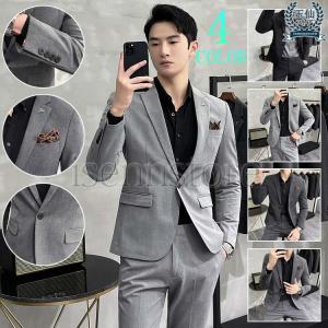 メンズスーツ ボタンダウンベスト付きクラッシュベロアスリーピース