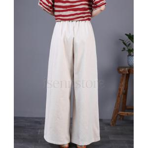 リネンブレンド ワイドパンツ レディース ボト...の詳細画像5