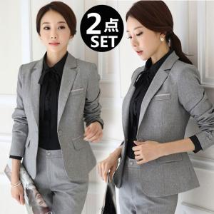 春秋スーツ セットアップ グレー 黒 2点セット 着痩せ レディース制服 ビジネス オフィス 長袖 フォーマル パンツスーツ 就活 面接 ジャケット パンツ Aug 2217 イセンストア 通販 Yahoo ショッピング