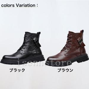 本革バイクブーツ メンズ ブーツ サイドジッパ...の詳細画像1