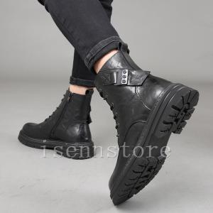 本革バイクブーツ メンズ ブーツ サイドジッパ...の詳細画像5