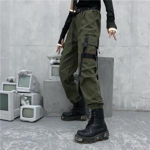 カーゴパンツ 大きいサイズ ゆったり ミリタリーパンツ レディース 作業着 ハイウエスト ポケット付き ワークパンツ HIPHOP 原宿系 アメカジ ジョガー パンツ