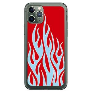 iPhone 11 Pro ファイヤーパターン レッド×サックスブルー スマホケース (受注生産)