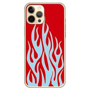 iPhone 12 Pro Max ケース ファイヤーパターン レッド×サックスブルー スマホケース...