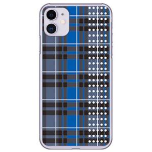 iPhone 11 チェックドット ブルー スマホケース (受注生産)