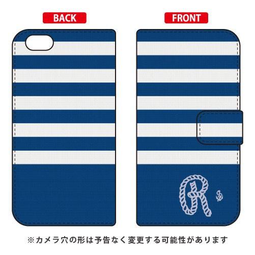 iPhone 6s ケース 手帳 マリンボーダー ネイビー ホワイト R スマホケース (受注生産)