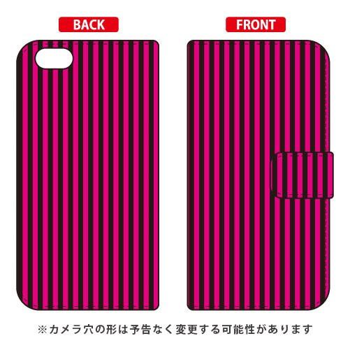 iPhone 6s ケース 手帳 ストライプ ブラック＆ピンク スマホケース (受注生産)