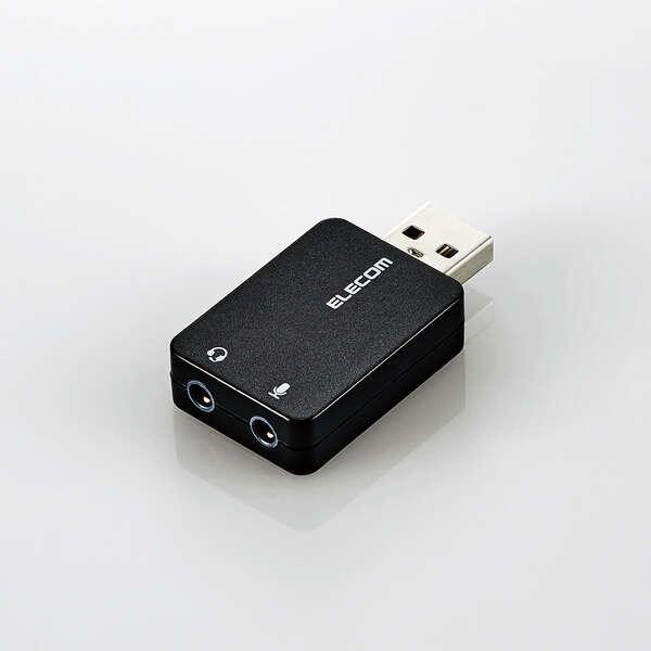 ELECOM オーディオ変換アダプタ USB-φ3.5mm オーディオ出力 マイク入力 直挿し コン...