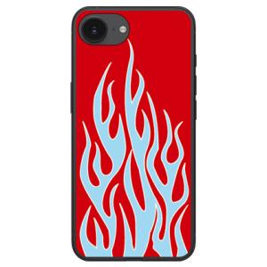 ファイヤーパターン レッド×サックスブルー （ソフト ケース カバー） SECOND SKIN iP...