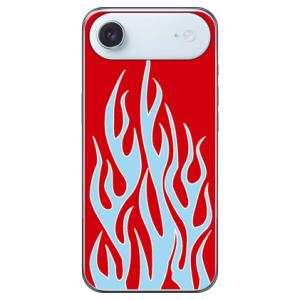 ファイヤーパターン レッド×サックスブルー （ソフト ケース カバー） SECOND SKIN iP...