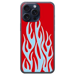 ファイヤーパターン レッド×サックスブルー （ソフト ケース カバー） iPhone15 Pro M...
