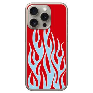 ファイヤーパターン レッド×サックスブルー （ソフト ケース カバー） iPhone15 Pro