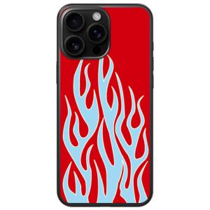 ファイヤーパターン レッド×サックスブルー （ソフト ケース カバー） SECOND SKIN iP...