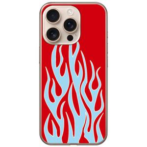 ファイヤーパターン レッド×サックスブルー （ソフト ケース カバー） SECOND SKIN iP...