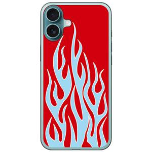 ファイヤーパターン レッド×サックスブルー （ソフト ケース カバー） SECOND SKIN iP...