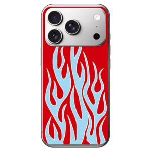 ファイヤーパターン レッド×サックスブルー （ソフト ケース カバー） SECOND SKIN iP...