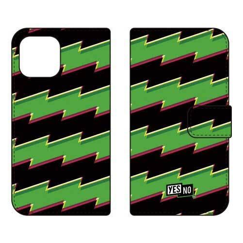 iPhone 13 ケース 手帳 ケース ライトニングボーダー グリーン (受注生産)