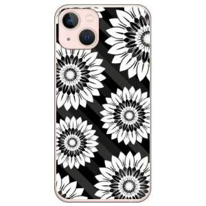 iPhone 13 ケース フラワー ストライプ ブラック (受注生産)