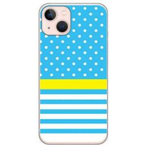 iPhone 13 ケース ドット/ボーダー サックスブルー (受注生産)