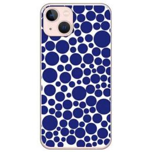 iPhone 13 ケース バブルドット ホワイト×ネイビー (受注生産)