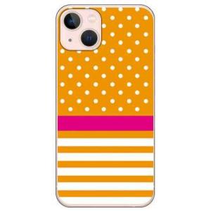 iPhone 13 ケース ドット/ボーダー オレンジ (受注生産)