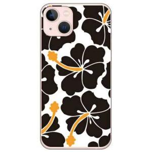 iPhone 13 ケース 北欧ハイビスカス ブラック (受注生産)