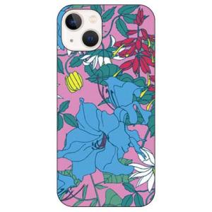 リリィフラワー ブルー iPhone14 （ハード ケース カバー）