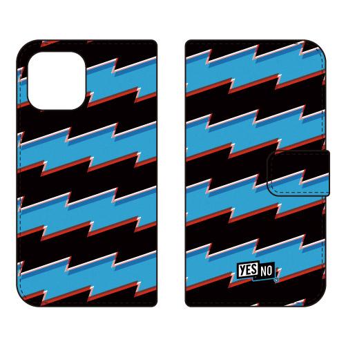 （手帳型ケース カバー） ライトニングボーダー ブルー iPhone14