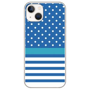 ドット ボーダー ブルー （ハード ケース カバー） iPhone14