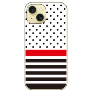 ドット ボーダー ホワイト （ハード ケース カバー） iPhone15