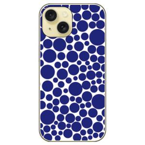 バブルドット ホワイト×ネイビー （ハード ケース カバー） iPhone15