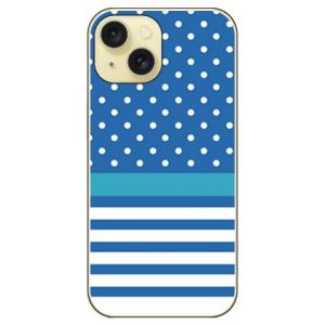 ドット ボーダー ブルー （ハード ケース カバー） iPhone15