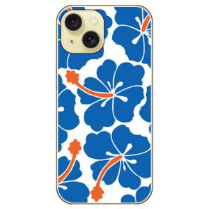 北欧ハイビスカス ブルー （ハード ケース カバー） iPhone15