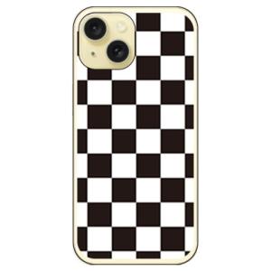 チェッカーフラッグ ブラック×ホワイト （ソフト ケース カバー） iPhone15
