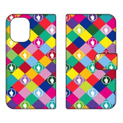 手帳型スマホケース F rhombuses マルチ (受注生産)  SECOND SKIN iPho...