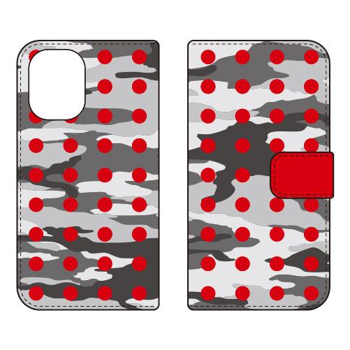 手帳型スマホケース ドット 都市型迷彩 レッド (受注生産)  SECOND SKIN iPhone...
