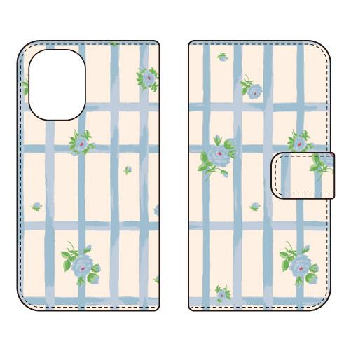 手帳型スマホケース SINDEE Flower Grid （ベージュ） (受注生産)  SECOND...