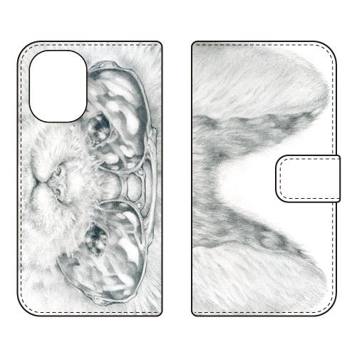 手帳型スマホケース KYOTAROサングラスキャット (受注生産)  SECOND SKIN iPh...