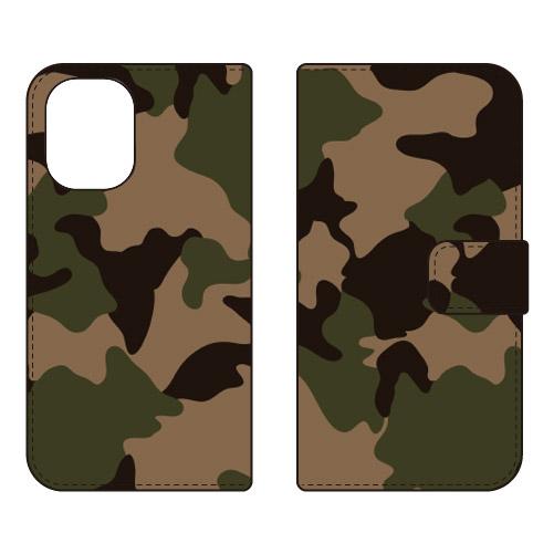手帳型スマホケース 迷彩カーキ (受注生産)  SECOND SKIN iPhone 16