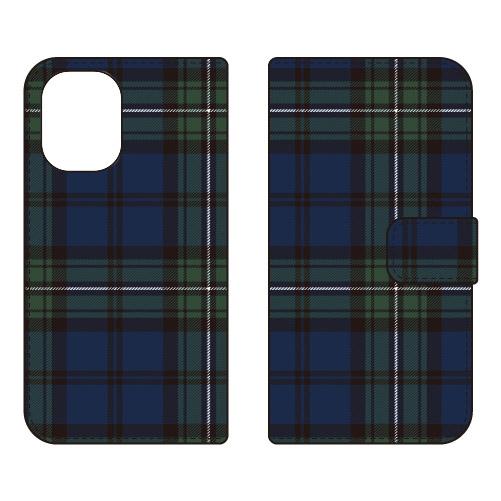 手帳型スマホケース トラッドチェック ブラックウォッチ (受注生産)  SECOND SKIN iP...