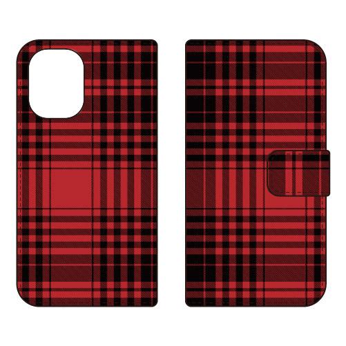 手帳型スマホケース トラッドチェック レッド (受注生産)  SECOND SKIN iPhone ...