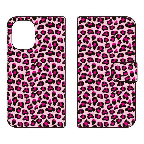 手帳型スマホケース レオパード ピンク (受注生産)  SECOND SKIN iPhone 16