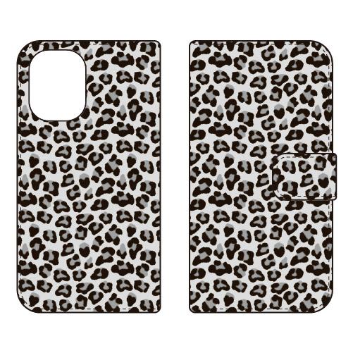 手帳型スマホケース レオパード モノトーン (受注生産)  SECOND SKIN iPhone 1...