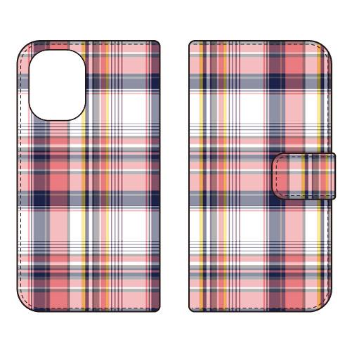 手帳型スマホケース マドラスチェック レッド (受注生産)  SECOND SKIN iPhone ...