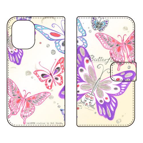 手帳型スマホケース 池田ハルButterfly2 クリーム (受注生産)  SECOND SKIN ...
