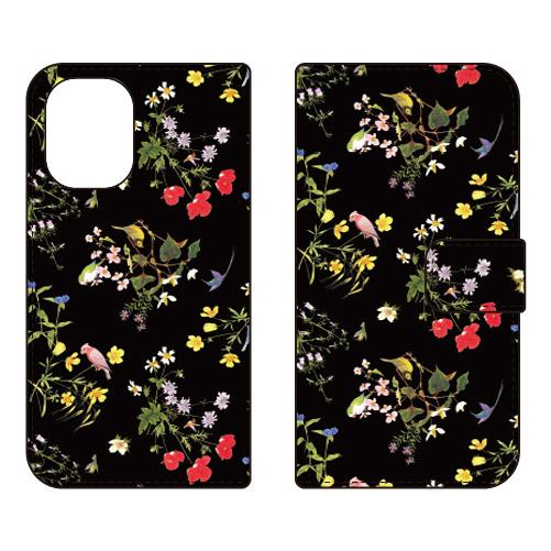 手帳型スマホケース SINDEE Natural Flower （ブラック） (受注生産)  SEC...