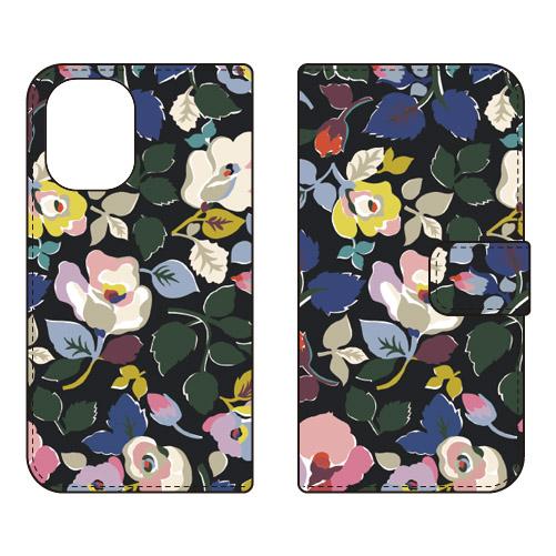 手帳型スマホケース SINDEE Bulluna Flower （ブラック） (受注生産)  SEC...
